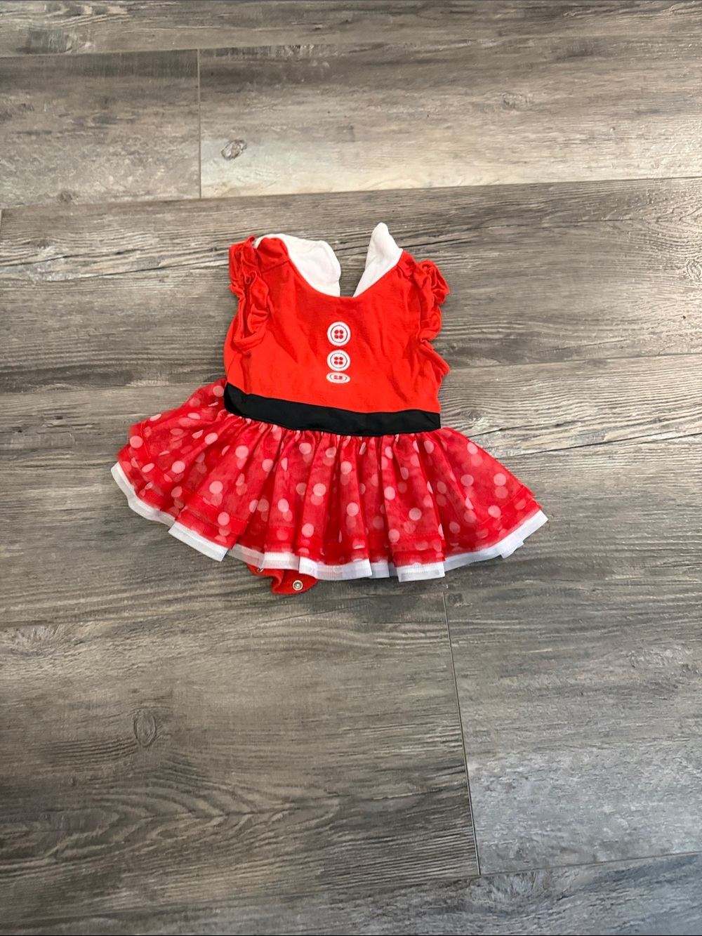 Disney Red Polka Dot Kids Costume Dress with Black Waistband